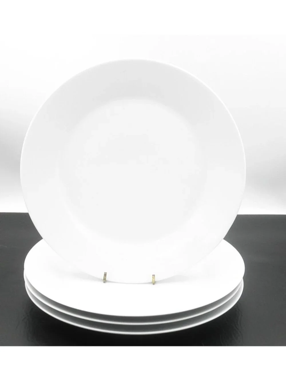 IKEA 17208 White Dinner Plates Set of 4 Made in Turkey 10.25 Inches Slanted Rim
